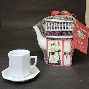 Just Desserts  Porcelain Teapot by MSRF NEW  Celestial Seasoning ,1 cup & saucer